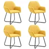 Image de vidaXL Chaises à manger lot de 4 jaune tissu