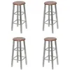 Image de vidaXL Tabourets de bar lot de 4 argenté et marron MDF277174