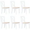 Image de vidaXL Chaises à manger lot de 6 blanc et bois clair bois hévéa massif277544