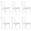 Image de vidaXL Chaises Ã  manger lot de 6 blanc et bois clair bois hÃ©vÃ©a massif