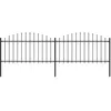 Image de vidaXL Clôture de jardin à dessus en lance Acier (1,25-1,5)x3,4 m Noir