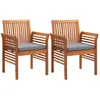 Image de vidaXL Vidaxl Chaises À Dîner De Jardin Et Coussins 2pcs Bois D'acacia Massif