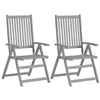Image de vidaXL Chaises inclinables de jardin lot de 2 Gris Bois solide acacia45938