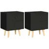 Image de vidaXL Tables De Chevet 2 Pcs Noir 40 X 30 X 50 Cm Pin Massif