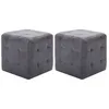 Image de 2 Pcs Poufs Gris 30 X 30 X 30 Cm Similicuir Daim