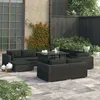 Image de Vidaxl Salon De Jardin 10 Pcs Avec Coussins RÂ¿Â¿Sine TressÂ¿Â¿E Noir