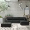 Image de vidaXL Salon de jardin 5 pcs avec coussins Résine tressée Noir