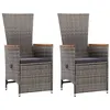 Image de vidaXL Chaise inclinable de jardin 2pc et coussins Résine tressée Gris