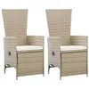 Image de vidaXL Chaises inclinables lot de 2 et coussins Résine tressée Beige