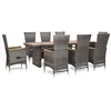 Image de vidaXL Ensemble à manger d'extérieur 9pcs coussins Résine tressée Gris 46047