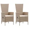 Image de vidaXL Chaises d'extérieur lot de 2 avec coussins Résine tressée Beige46063