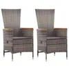 Image de vidaXL Chaises d'extérieur lot de 2 avec coussins Résine tressée Gris