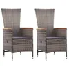 Image de Vidaxl Chaises D'extÃ©rieur 2 Pcs Avec Coussins RÃ©sine TressÃ©e Gris