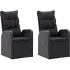 Image de vidaXL Vidaxl Chaise Inclinable De Jardin 2pc Et Coussins Résine Tressée Noir