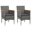 Image de vidaXL Chaises à manger de jardin lot de 2 Résine tressée Gris