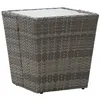 Image de vidaXL Table à thé Gris 41,5x41,5x43 cm Résine tressée et verre trempé46196