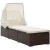 Image de vidaXL Vidaxl Chaise Longue Avec Auvent Et Coussin Résine Tressée Marron