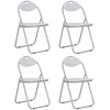 Image de vidaXL Chaises De Salle À Manger Pliantes 4 Pièces Blanc Similicuir Cadre En Acier