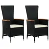 Image de vidaXL Chaises d'extérieur lot de 2 avec coussins Résine tressée Noir47675