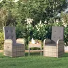 Image de vidaXL Chaise inclinable de jardin 2pc et coussins Résine tressée Gris
