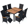 Image de vidaXL Ensemble à manger d'extérieur 7pcs Résine tressée acacia Noir47681