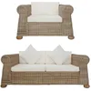 Image de vidaXL Ensemble De Canapés 2 Pcs Avec Coussins Rotin Naturel - Vidaxl