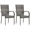 Image de vidaXL Chaises empilables d'extérieur lot de 2 Gris Résine tressée46464