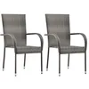 Image de Chaises empilables d'extÃ©rieur 2 pcs Gris RÃ©sine tressÃ©e