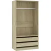 Image de vidaXL Armoire Avec Tiroirs & Rail Pour Vêtements Chêne Sonoma 100x50x200 Cm Bois Composé