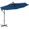 Image de vidaXL Vidaxl Parasol Déporté À Led Et Mât En Acier 300 Cm Azuré