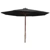 Image de vidaXL Parasol d'extérieur avec mât en bois 350 cm Noir47138