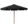 Image de vidaXL Parasol d'extérieur avec mât en bois 330 cm Noir47218