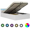 Image de vidaXL Cadre de lit Ã  rangement avec LED Blanc Similicuir 140x200 cm