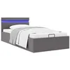 Image de vidaXL Cadre de lit à rangement avec LED Gris Similicuir 90x200 cm