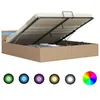 Image de vidaXL Cadre de lit Ã  rangement et LED Cappuccino Similicuir 160x200cm