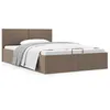 Image de vidaXL Cadre de lit à stockage hydraulique Taupe Tissu 120x200 cm