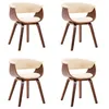 Image de Chaises de salle Ã  manger 4 pcs CrÃ¨me Bois courbÃ© et similicuir - VidaXL