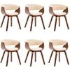 Image de vidaXL Chaises De Salle À Manger 6 Pcs Crème Bois Courbé Et Similicuir - Vidaxl