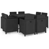 Image de vidaXL Ensemble à manger d'extérieur 9pcs coussins résine tressée noir46376
