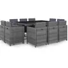 Image de Vidaxl Salon De Jardin 11 Pcs Avec Coussins RÃ©sine TressÃ©e Gris