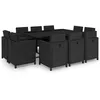 Image de vidaXL Vidaxl Salon De Jardin 11 Pcs Avec Coussins Résine Tressée Noir