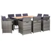 Image de Mobilier Ã DÃ®ner De Jardin 11pcs Et Coussin RÃ©sine TressÃ©e Gris