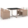 Image de Lot De 5 Ensemble Ã Manger ExtÃ©rieur Avec Coussins RÃ©sine TressÃ©e Beige