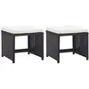 Image de Tabourets de jardin 2 pcs avec coussins Résine tressée Noir