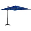 Image de vidaXL Vidaxl Parasol Déporté Et Mât En Aluminium Bleu Azuré 250x250 Cm