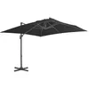 Image de vidaXL Vidaxl Parasol Déporté Avec Mât En Aluminium 3x3 M Noir