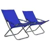 Image de vidaXL Chaises pliables de plage lot de 2 Tissu Bleu