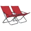 Image de vidaXL Chaises pliables de plage lot de 2 Tissu Rouge47904