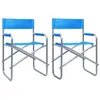 Image de vidaXL Chaises de metteur en scène lot de 2 Acier Bleu47917