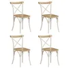 Image de vidaXL Chaises Ã  dossier croisÃ© 4 pcs Blanc Bois de manguier massif